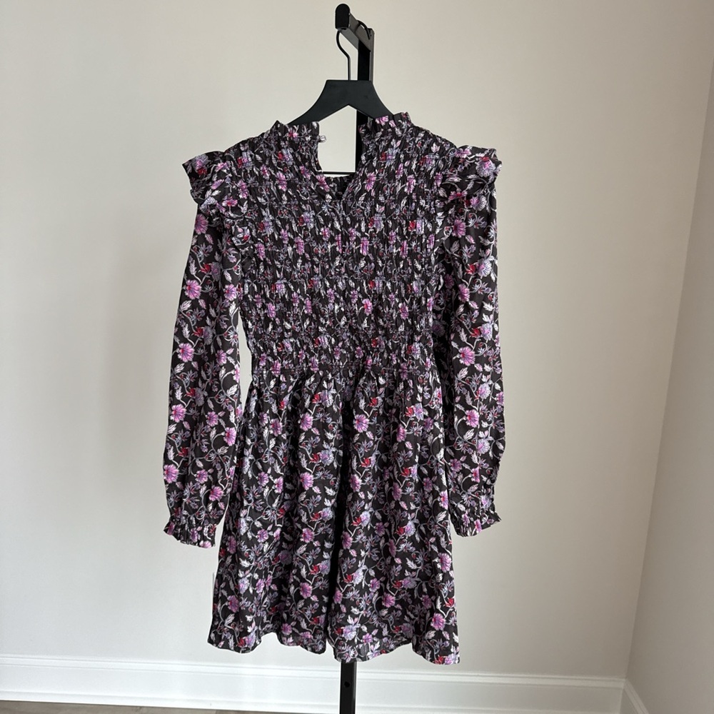 GAP purple floral dress with cinched waist size XS - Picture 3 of 4